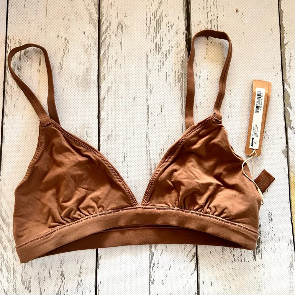 SKIMS Fits everybody Triangle Bralette Sz S - Jasper - Picture 2 of 9